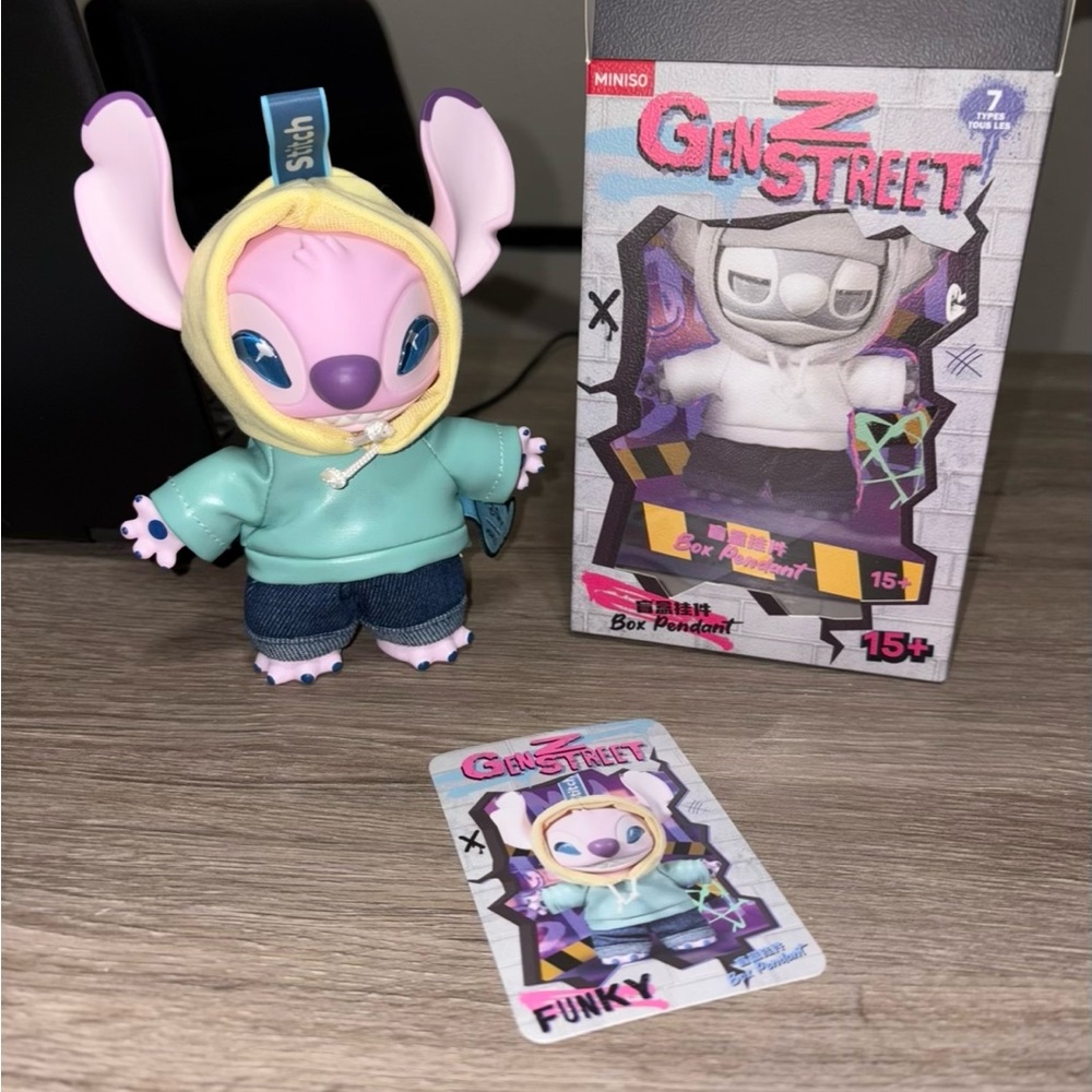 100% Authentic Miniso Disney Stitch Gen Z Street Box Plush Pendant - Funky